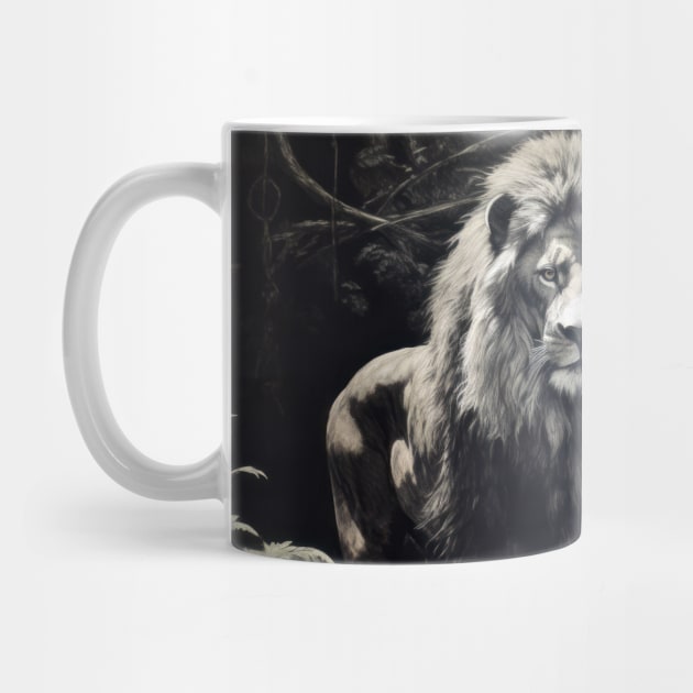 Lion Animal Predator Wild Nature Ink Sketch Style by Cubebox